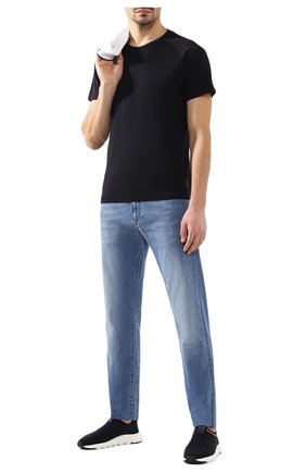 Мужская шерстяная футболка Z ZEGNA темно-синего цвета, арт. V8390/ZZT653 | Фото 2 (Длина (для топов): Стандартные; Материал внешний: Шерсть; Мужское Кросс-КТ: Футболка-одежда; Рукава: Короткие; Принт: Без принта; Стили: Кэжуэл)