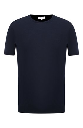 Мужская хлопковая футболка BRIONI темно-синего цвета, арт. UMR00L/P8K34 | Фото 1 (Длина (для топов): Стандартные; Рукава: Короткие; Материал внешний: Хлопок; Мужское Кросс-КТ: Футболка-одежда; Принт: Без принта; Стили: Кэжуэл)