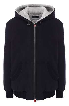 Женский бомбер с капюшоном KITON синего цвета по цене 838000 руб., арт. DW0412 | Фото 1 Женский бомбер с капюшоном KITON синего цвета, арт. DW0412 | Фото 1 (Рукава: Длинные; Материал утеплителя: Овчина, Натуральный мех; Материал внешний: Шерсть; Статус проверки: Проверена категория, Проверено; Длина (верхняя одежда): Короткие; Кросс-КТ: Куртка)