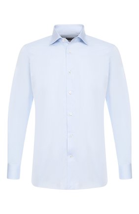 Мужская хлопковая сорочка с воротником кент ERMENEGILDO ZEGNA голубого цвета по цене 41350 руб., арт. 501211/9MS0BA | Фото 1 Мужская хлопковая сорочка с воротником кент ERMENEGILDO ZEGNA голубого цвета, арт. 501211/9MS0BA | Фото 1 (Рукава: Длинные; Материал внешний: Хлопок; Длина (для топов): Стандартные; Статус проверки: Проверено, Проверена категория; Случай: Формальный; Воротник: Кент; Принт: Однотонные; Манжеты: На пуговицах)