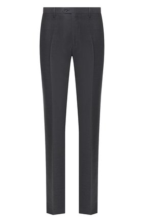 Мужские шерстяные брюки GIORGIO ARMANI темно-серого цвета, арт. 8WGPP001/T00MK | Фото 1 (Материал внешний: Шерсть; Длина (брюки, джинсы): Стандартные; Статус проверки: Проверено, Проверена категория; Случай: Формальный; Стили: Классический)