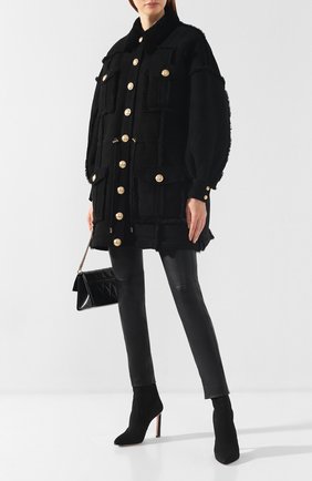 Женская дубленка с карманами BALMAIN черного цвета по цене 599500 руб., арт. RF18358/L051 | Фото 2 Женская дубленка с карманами BALMAIN черного цвета, арт. RF18358/L051 | Фото 2 (Статус проверки: Проверена категория, Проверено; Длина (верхняя одежда): До середины бедра; Материал внешний: Натуральный мех, Овчина; Рукава: Длинные; Женское Кросс-КТ: Мех; Силуэт Ж (для верхов): Оверсайз)