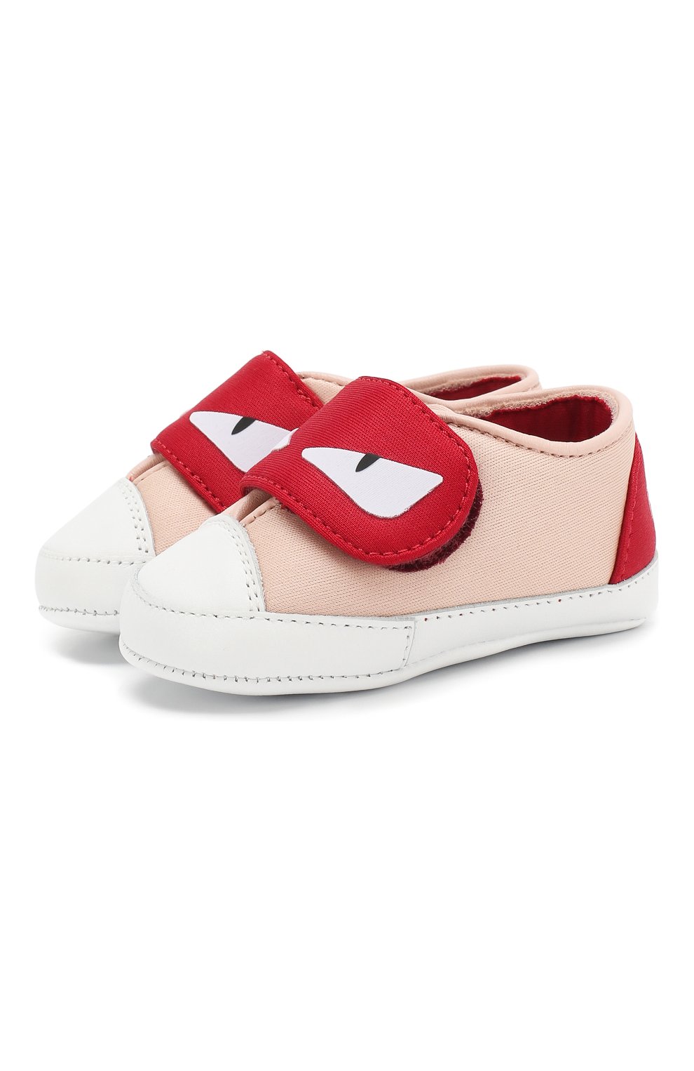 Детского пинетки из текстиля и кожи FENDI розового цвета, арт. BUR025/A19C | Фото 1