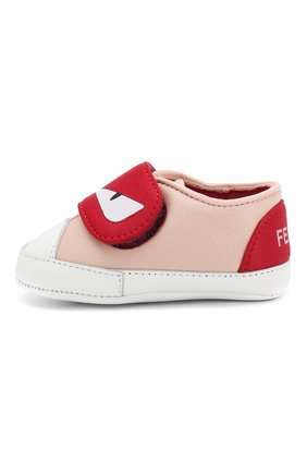 Детского пинетки из текстиля и кожи FENDI розового цвета по цене 12250 руб., арт. BUR025/A19C | Фото 2 Детского пинетки из текстиля и кожи FENDI розового цвета, арт. BUR025/A19C | Фото 2