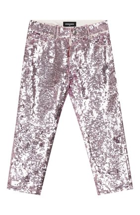 Детские джинсы с пайетками DSQUARED2 розового цвета, арт. DQ03H2-D00UA | Фото 1 (Материал внешний: Хлопок; Статус проверки: Проверено; Кросс-КТ: джинсы; Детали: Декор)