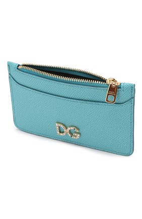 Кожаный футляр для кредитных карт Dolce & Gabbana, голубого цвета, арт. BI1032/AZ503 в ЦУМ | Фото №3 Кожаный футляр для кредитных карт Dolce & Gabbana голубого цвета | Фото №3
