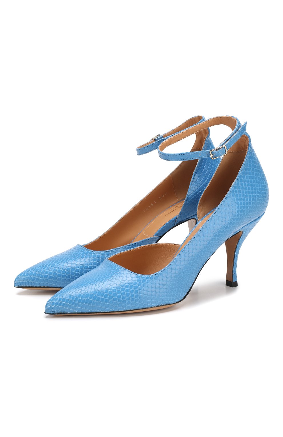 Женские голубые кожаные туфли DRIES VAN NOTEN  в интернет .