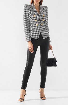 Женский хлопковый жакет BALMAIN черно-белого цвета по цене 160500 руб., арт. RF17219/C037 | Фото 2 Женский хлопковый жакет BALMAIN черно-белого цвета, арт. RF17219/C037 | Фото 2 (Статус проверки: Проверена категория, Проверено; Рукава: Длинные; Длина (для топов): Стандартные; Материал внешний: Хлопок; Случай: Формальный; 1-2-бортные: Двубортные; Женское Кросс-КТ: Жакет-одежда)