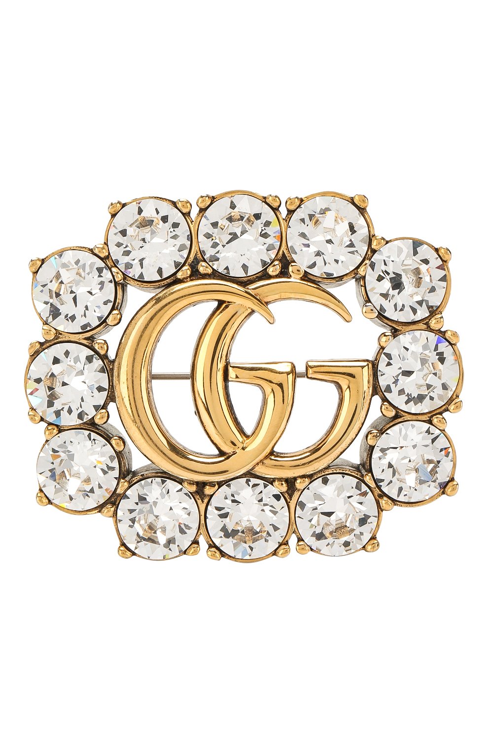 Брошь с отделкой кристаллами Swarovski Gucci белая | Фото №1