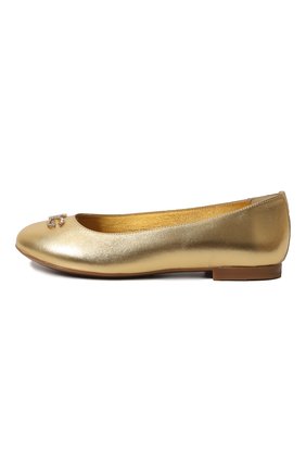 Детские кожаные балетки DOLCE & GABBANA золотого цвета по цене 18585 руб., арт. D10510/A6C66/29-36 | Фото 2 Детские кожаные балетки DOLCE & GABBANA золотого цвета, арт. D10510/A6C66/29-36 | Фото 2