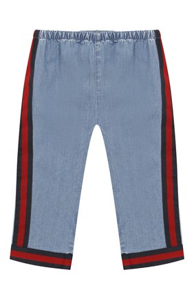 Детские джинсы с эластичным поясом GUCCI голубого цвета, арт. 555404/XDAHQ | Фото 1 (Статус проверки: Проверена категория, Проверено; Детали: На резинке)