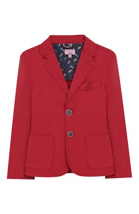 Детский хлопковый пиджак ALETTA красного цвета, арт. N99133T/4A-8A | Фото 1 (Рукава: Длинные; Материал внешний: Хлопок; Кросс-КТ: пиджак; Статус проверки: Проверена категория; Ростовка одежда: 4 года | 104 см)