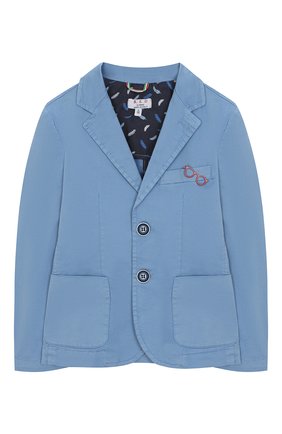 Детский хлопковый пиджак ALETTA голубого цвета, арт. N99133T/4A-8A | Фото 1 (Рукава: Длинные; Материал внешний: Хлопок; Кросс-КТ: пиджак; Статус проверки: Проверена категория)