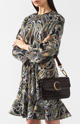 Женская сумка chloé c small CHLOÉ темно-коричневая цвета, арт. CHC19SS191A87 купить в ЦУМ | Фото №5 Сумка Chloé C small Chloé темно-коричневая цвета | Фото №5