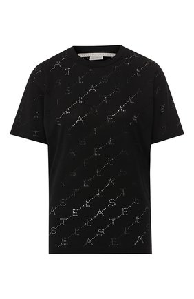 Женская футболка с логотипом бренда STELLA MCCARTNEY черного цвета по цене 32500 руб., арт. 342365/SMW28 | Фото 1 Женская футболка с логотипом бренда STELLA MCCARTNEY черного цвета, арт. 342365/SMW28 | Фото 1