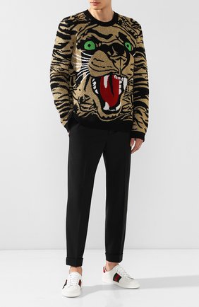 Мужские комбинированные кеды new ace GUCCI белого цвета по цене 46400 руб., арт. 456230/A38G0 | Фото 2 Мужские комбинированные кеды new ace GUCCI белого цвета, арт. 456230/A38G0 | Фото 2