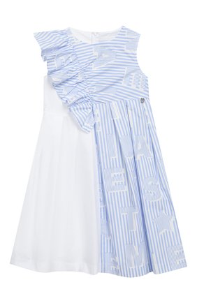 Детское хлопковое платье SIMONETTA голубого цвета, арт. 1K1072/KC760/5-8 | Фото 1 (Рукава: Короткие; Материал внешний: Хлопок; Случай: Повседневный; Статус проверки: Проверена категория; Девочки Кросс-КТ: Платье-одежда)