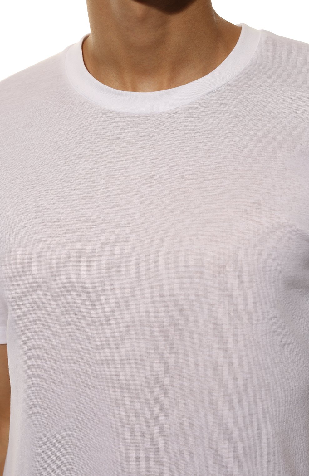 Мужская хлопковая футболка ZIMMERLI белого цвета, арт. 222-1473 | Фото 5 (Кросс-КТ: домашняя одежда; Рукава: Короткие; Длина (для топов): Удлиненные; Материал внешний: Хлопок; Мужское Кросс-КТ: Футболка-белье; Статус проверки: Проверена категория)