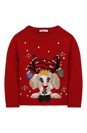 Детский пуловер из шерсти и кашемира DOLCE & GABBANA красного цвета по цене 45050 руб., арт. L1KW29/JAVNI | Фото 1 Детский пуловер из шерсти и кашемира DOLCE & GABBANA красного цвета, арт. L1KW29/JAVNI | Фото 1