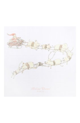 Детского хлопковая пеленка ATELIER CHOUX белого цвета по цене 4495 руб., арт. MINI CARRE SANTA`S SLEIGH | Фото 2 Детского хлопковая пеленка ATELIER CHOUX белого цвета, арт. MINI CARRE SANTA`S SLEIGH | Фото 2