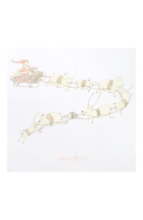 Детского хлопковая пеленка ATELIER CHOUX белого цвета по цене 5240 руб., арт. CARRE SANTA`S SLEIGH | Фото 2 Детского хлопковая пеленка ATELIER CHOUX белого цвета, арт. CARRE SANTA`S SLEIGH | Фото 2