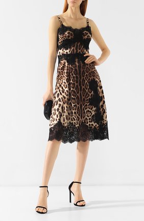 Женское платье с принтом DOLCE & GABBANA коричневого цвета по цене 163000 руб., арт. F6A5DT/FSAXY | Фото 2 Женское платье с принтом DOLCE & GABBANA коричневого цвета, арт. F6A5DT/FSAXY | Фото 2