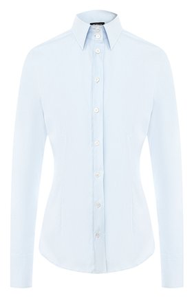 Женская хлопковая рубашка KITON светло-голубого цвета, арт. D23409H02960 | Фото 1 (Материал внешний: Хлопок; Рукава: Длинные; Длина (для топов): Стандартные; Принт: Без принта; Женское Кросс-КТ: Рубашка-одежда; Статус проверки: Проверена категория; Стили: Классический)