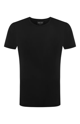 Мужская хлопковая футболка  GIORGIO ARMANI черного цвета, арт. 3GST53/SJEJZ | Фото 1 (Длина (для топов): Стандартные; Материал внешний: Хлопок; Рукава: Короткие; Мужское Кросс-КТ: Футболка-одежда; Принт: Без принта; Стили: Кэжуэл)