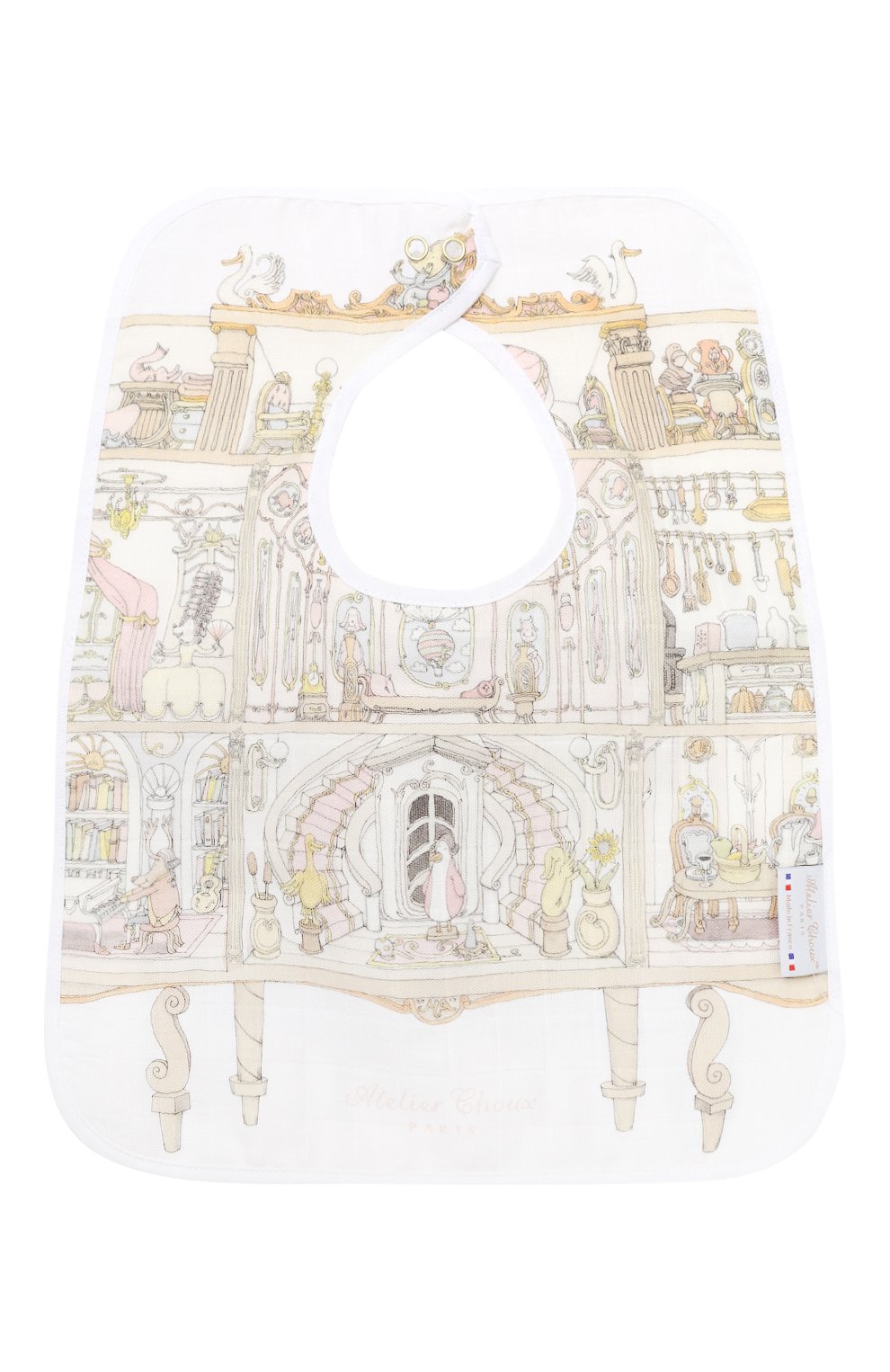 Хлопковый нагрудник Atelier Choux белого цвета, арт. LARGE BIB D0LL H0USE G0LD SNAPS в ЦУМ | Фото №2 Хлопковый нагрудник Atelier Choux белого цвета | Фото №2