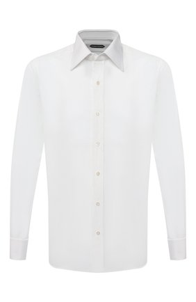 Мужская хлопковая сорочка TOM FORD белого цвета по цене 54700 руб., арт. 5FT000/94S2JE | Фото 1 Мужская хлопковая сорочка TOM FORD белого цвета, арт. 5FT000/94S2JE | Фото 1 (Длина (для топов): Стандартные; Материал внешний: Хлопок; Рукава: Длинные; Статус проверки: Проверено, Проверена категория; Случай: Формальный; Воротник: Кент; Манжеты: Под запонки; Рубашки М: Под запонки; Принт: Однотонные; Мужское Кросс-КТ: Сорочка-одежда; Региональные ограничения белый список (Axapta Mercury): RU)