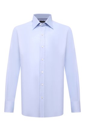 Мужская хлопковая сорочка TOM FORD голубого цвета по цене 58550 руб., арт. 5FT192/94C1JE | Фото 1 Мужская хлопковая сорочка TOM FORD голубого цвета, арт. 5FT192/94C1JE | Фото 1 (Статус проверки: Проверена категория, Проверено; Материал внешний: Хлопок; Мужское Кросс-КТ: Сорочка-одежда; Рукава: Длинные; Длина (для топов): Стандартные; Принт: Однотонные; Случай: Формальный; Манжеты: На пуговицах; Воротник: Кент)