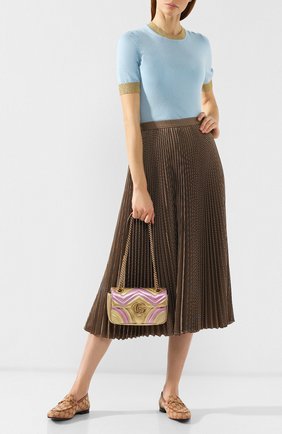 Женская сумка gg marmont mini GUCCI золотая цвета, арт. 446744/0U1YC купить в ЦУМ | Фото №2 Сумка GG Marmont mini Gucci золотая цвета | Фото №2