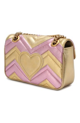 Женская сумка gg marmont mini GUCCI золотая цвета, арт. 446744/0U1YC купить в ЦУМ | Фото №3 Сумка GG Marmont mini Gucci золотая цвета | Фото №3
