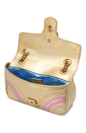 Женская сумка gg marmont mini GUCCI золотая цвета, арт. 446744/0U1YC купить в ЦУМ | Фото №4 Сумка GG Marmont mini Gucci золотая цвета | Фото №4