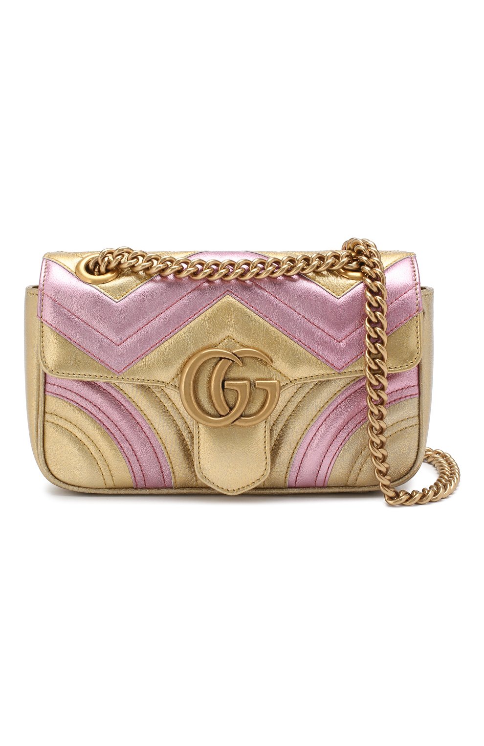 Женская сумка gg marmont mini GUCCI золотая цвета, арт. 446744/0U1YC купить в ЦУМ | Фото №6 Сумка GG Marmont mini Gucci золотая цвета | Фото №6