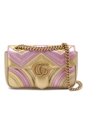 Женская сумка gg marmont mini GUCCI золотая цвета, арт. 446744/0U1YC купить в ЦУМ | Фото №6 Сумка GG Marmont mini Gucci золотая цвета | Фото №6