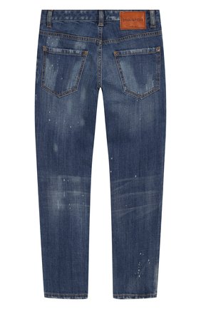 Детские джинсы с декоративными потертостями DSQUARED2 синего цвета по цене 21200 руб., арт. DQ01Q3-D00U2 | Фото 2 Детские джинсы с декоративными потертостями DSQUARED2 синего цвета, арт. DQ01Q3-D00U2 | Фото 2