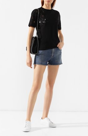 Женская хлопковая футболка STELLA MCCARTNEY черного цвета по цене 26350 руб., арт. 342365/SJW35 | Фото 2 Женская хлопковая футболка STELLA MCCARTNEY черного цвета, арт. 342365/SJW35 | Фото 2