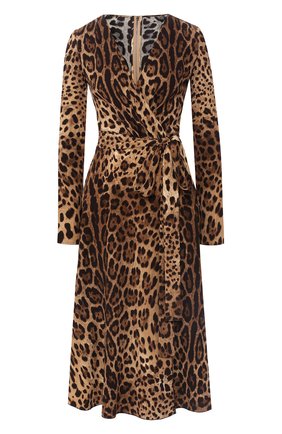 Женское платье с принтом DOLCE & GABBANA леопардового цвета по цене 173500 руб., арт. F69F3T/FSRKI | Фото 1 Женское платье с принтом DOLCE & GABBANA леопардового цвета, арт. F69F3T/FSRKI | Фото 1