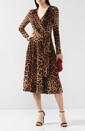 Женское платье с принтом DOLCE & GABBANA леопардового цвета по цене 173500 руб., арт. F69F3T/FSRKI | Фото 2 Женское платье с принтом DOLCE & GABBANA леопардового цвета, арт. F69F3T/FSRKI | Фото 2