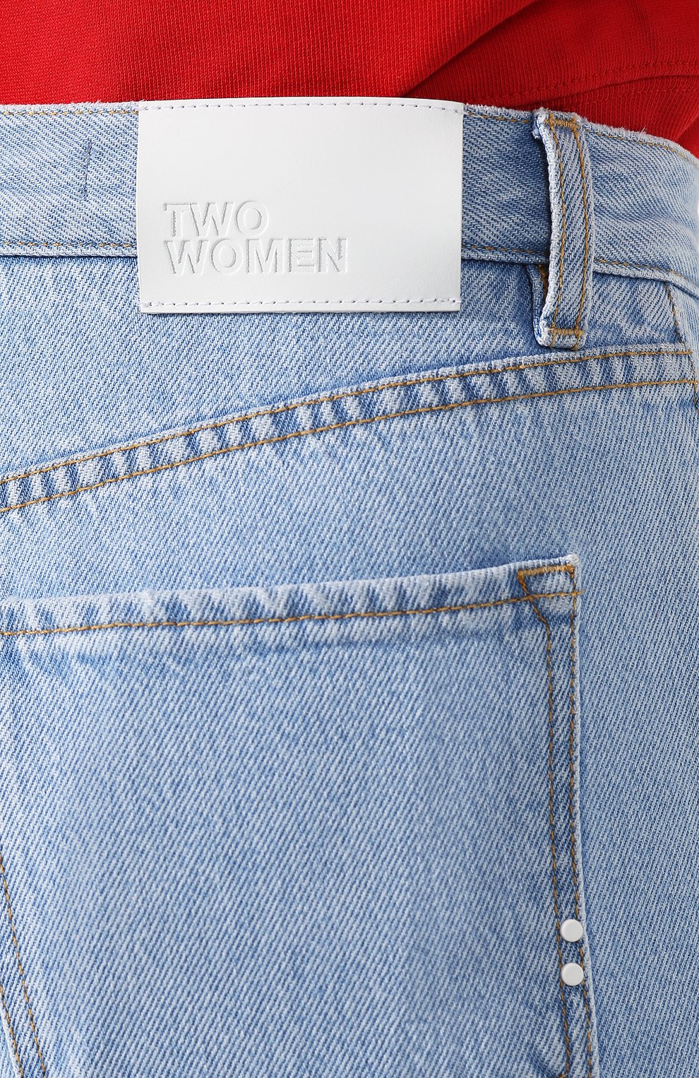 Женские джинсы прямого кроя TWO WOMEN IN THE WORLD голубого цвета, арт. KAR0LINA/UVTB6 | Фото 5 (Кросс-КТ: Деним; Длина (брюки, джинсы): Стандартные; Материал внешний: Хлопок; Статус проверки: Проверено, Проверена категория)