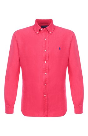 Льняная рубашка с воротником button down | Фото №1 Льняная рубашка с воротником button down | Фото №1