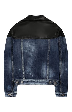 Детского джинсовая куртка на молнии DSQUARED2 синего цвета по цене 33050 руб., арт. DQ03BA-D00U1 | Фото 2 Детского джинсовая куртка на молнии DSQUARED2 синего цвета, арт. DQ03BA-D00U1 | Фото 2