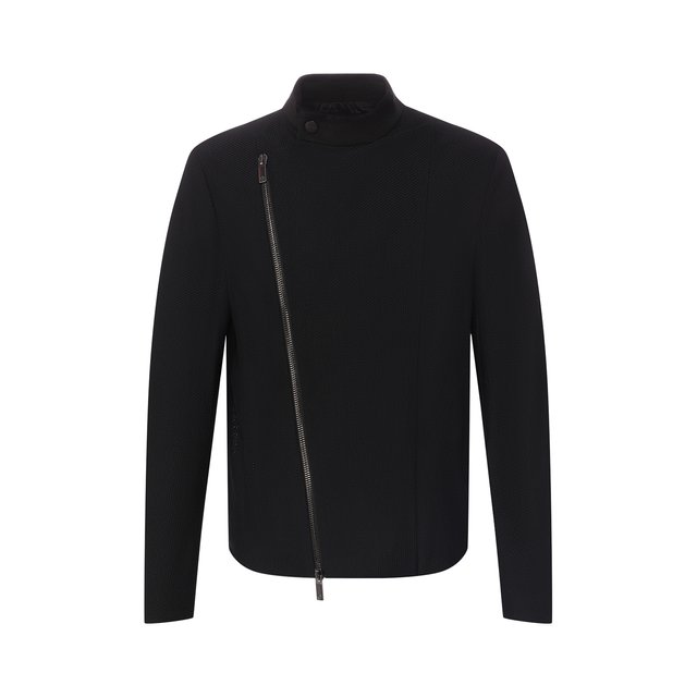 Куртка на косой молнии Giorgio Armani черного цвета