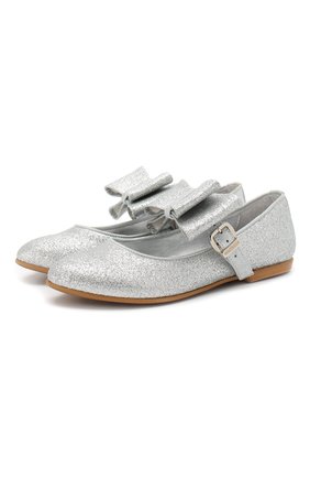 Детские туфли на ремешке MONNALISA серебряного цвета, арт. 873004 | Фото 1 (Статус проверки: Проверена категория)