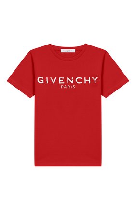 Детская хлопковая футболка GIVENCHY красного цвета по цене 9345 руб., арт. H25094/6A-12A | Фото 1 Детская хлопковая футболка GIVENCHY красного цвета, арт. H25094/6A-12A | Фото 1