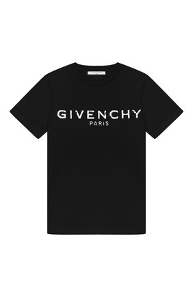 Детская хлопковая футболка GIVENCHY черного цвета по цене 9345 руб., арт. H25094/6A-12A | Фото 1 Детская хлопковая футболка GIVENCHY черного цвета, арт. H25094/6A-12A | Фото 1