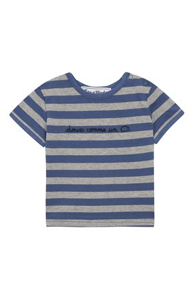 Детский хлопковая футболка TARTINE ET CHOCOLAT синего цвета, арт. TN10041/6M-18M | Фото 1 (Рукава: Короткие; Материал внешний: Хлопок; Статус проверки: Проверена категория, Проверено)