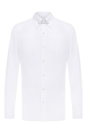 Мужская хлопковая сорочка TOM FORD белого цвета по цене 54700 руб., арт. 5FT000/94S3JA | Фото 1 Мужская хлопковая сорочка TOM FORD белого цвета, арт. 5FT000/94S3JA | Фото 1 (Материал внешний: Хлопок; Длина (для топов): Стандартные; Статус проверки: Проверена категория, Проверено; Мужское Кросс-КТ: Сорочка-одежда; Рукава: Длинные; Принт: Однотонные; Случай: Формальный; Манжеты: На пуговицах; Воротник: Кент)
