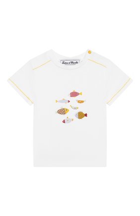 Детский хлопковая футболка TARTINE ET CHOCOLAT белого цвета по цене 3855 руб., арт. TN10101/6M-18M | Фото 1 Детский хлопковая футболка TARTINE ET CHOCOLAT белого цвета, арт. TN10101/6M-18M | Фото 1